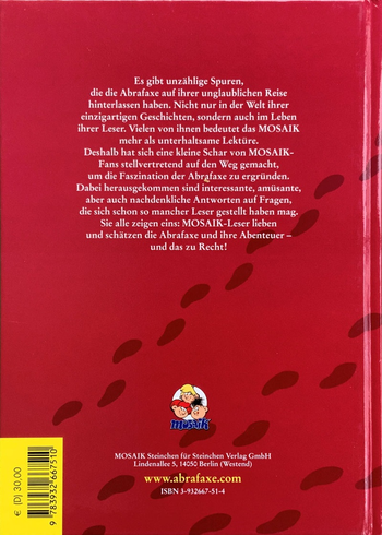 Auf den Spuren der Abrafaxe, Rückseite